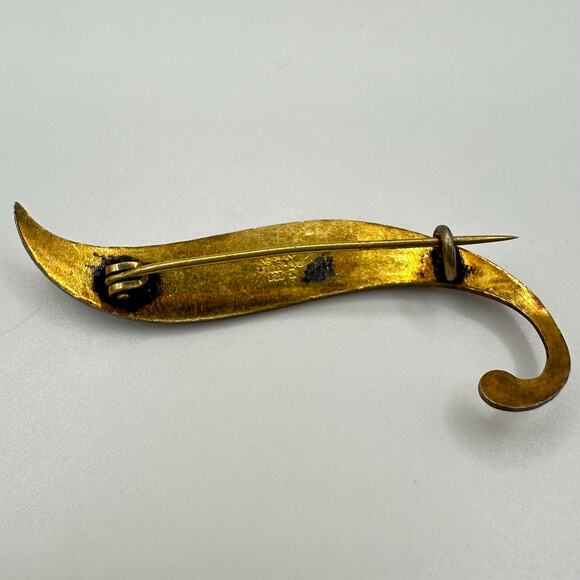 Albert Scharning Norway sterling silver guilloche enamel white green leaf brooch - Picture 6 of 10